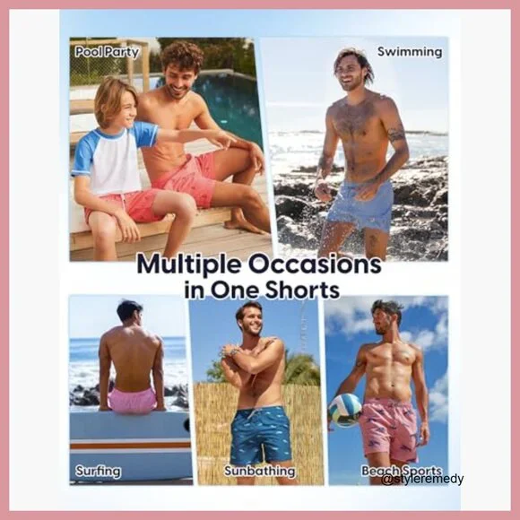 Quick Dry Swim Trunks with Mesh Lining and Pockets